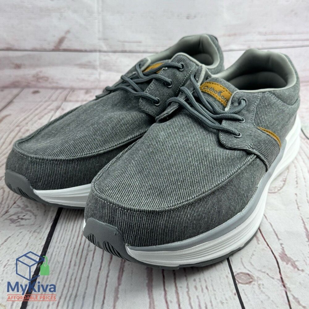 Men’s Orthopedic Walking Shoes Arch Support Plantar Fasciitis Gray Casual 10 US